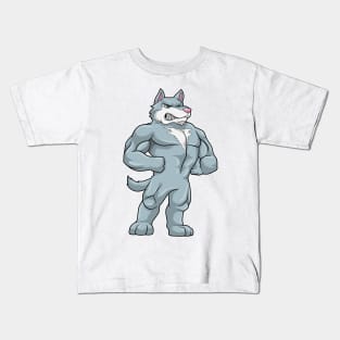 Wolf as Bodybuilder extreme Kids T-Shirt